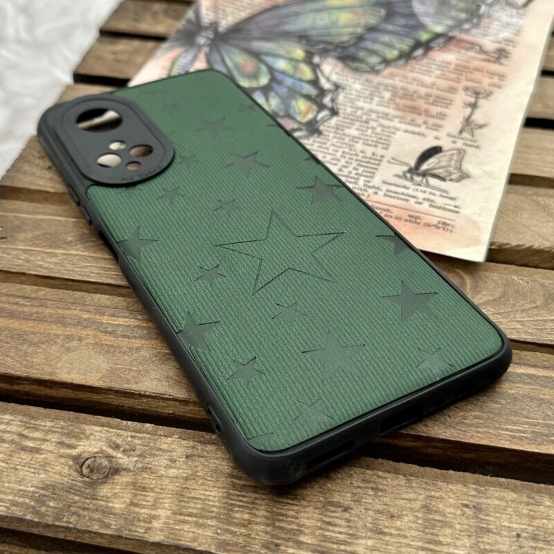 قاب گوشی Honor X7 4G آنر چرمی ژله ای طرح ستاره ای محافظ لنز دار ایربگ دار سبز کد 50216