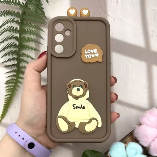 قاب گوشی Galaxy A34 سامسونگ سیلیکونی Solid Case عروسکی برجسته طرح تدی SMILE کد 24117