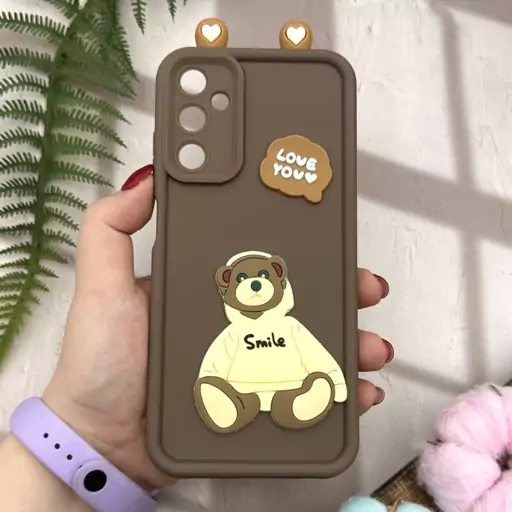 قاب گوشی Galaxy A05S سامسونگ سیلیکونی Solid Case عروسکی برجسته طرح تدی SMILE کد 62712