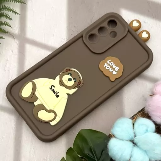 قاب گوشی Galaxy A34 سامسونگ سیلیکونی Solid Case عروسکی برجسته طرح تدی SMILE کد 24117