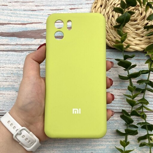 قاب گوشی Redmi A1 - Redmi A2 شیائومی سیلیکونی پاک کنی اورجینال داخل پارچه ای محافظ لنز دار رنگ سبز فسفری کد 46895