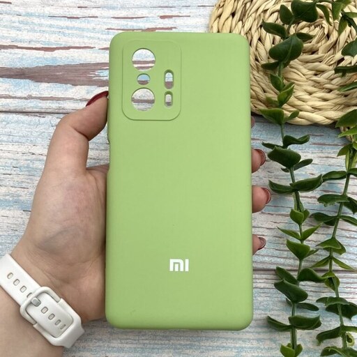 قاب گوشی Xiaomi Mi 11T - MI 11T Pro شیائومی سیلیکونی پاک کنی اورجینال داخل پارچه ای محافظ لنز دار رنگ سبز کد 86297