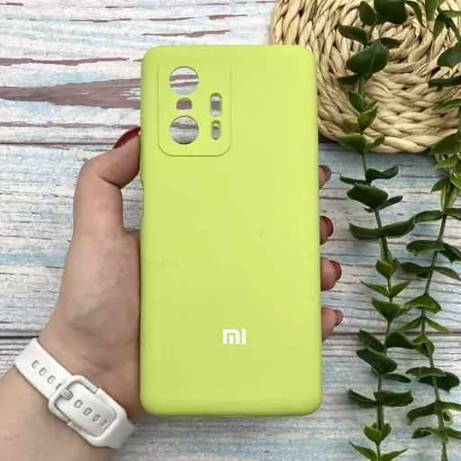 قاب گوشی Xiaomi Mi 11T - MI 11T Pro شیائومی سیلیکونی پاک کنی اورجینال داخل پارچه ای محافظ لنز دار رنگ سبز کد 53952