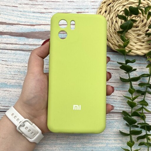 قاب گوشی Redmi A1 - Redmi A2 شیائومی سیلیکونی پاک کنی اورجینال داخل پارچه ای محافظ لنز دار رنگ سبز فسفری کد 69186