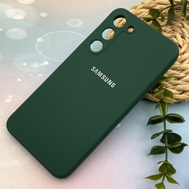 قاب گوشی Galaxy S23 Plus سامسونگ سیلیکونی پاک کنی اورجینال داخل پارچه ای محافظ لنز دار رنگ سبز تیره کد 69670