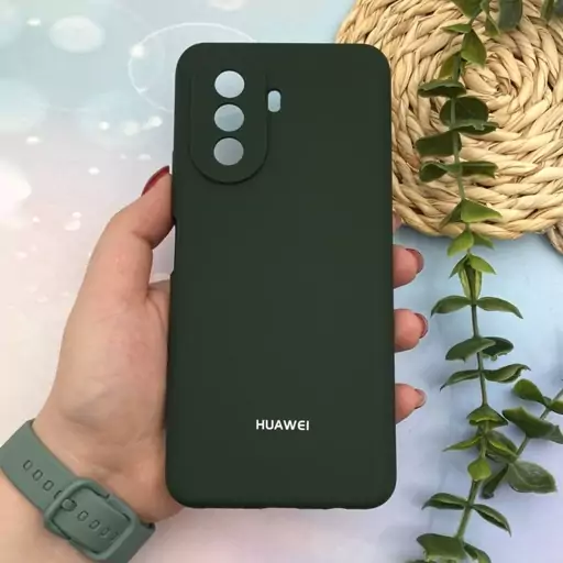 قاب گوشی Huawei Nova Y70 هوآوی سیلیکونی پاک کنی اورجینال داخل پارچه ای محافظ لنز دار رنگ سبز یشمی کد 94753