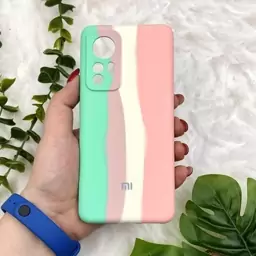 قاب گوشی Xiaomi 12 - Xiaomi 12X شیائومی سیلیکونی پاک کنی اورجینال آبرنگی رنگین کمانی داخل مخمل محافظ لنز دار کد 55976