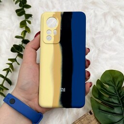 قاب گوشی Xiaomi 12 - Xiaomi 12X شیائومی سیلیکونی پاک کنی اورجینال آبرنگی رنگین کمانی داخل مخمل محافظ لنز دار کد 75366