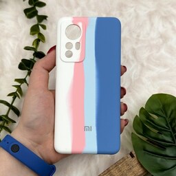 قاب گوشی Xiaomi 12 - Xiaomi 12X شیائومی سیلیکونی پاک کنی اورجینال آبرنگی رنگین کمانی داخل مخمل محافظ لنز دار کد 72885