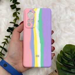 قاب گوشی Xiaomi 12-Xiaomi 12X شیائومی سیلیکونی پاک کنی اورجینال آبرنگی رنگین کمانی داخل مخمل محافظ لنز دار کد 45158