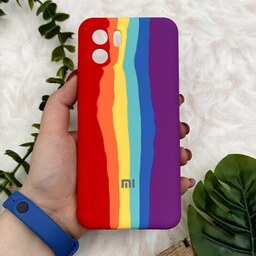 قاب گوشی Redmi A1 - Redmi A2 شیائومی سیلیکونی پاک کنی اورجینال آبرنگی رنگین کمانی داخل مخمل محافظ لنز دار کد 48789