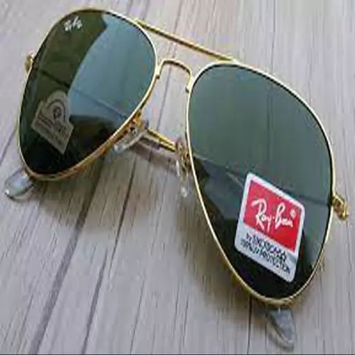 عینک آفتابی ریبن RayBan خلبانی شیشه سبز فریم طلایی کد 239