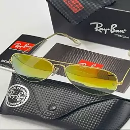 عینک آفتابی ریبن RayBan خلبانی شیشه آتشی فریم طلایی کد 333