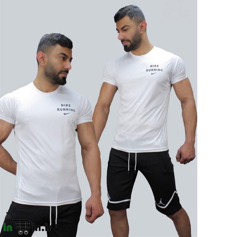 تیشرت سفید بدنسازی مردانه مدل نایک دونده کد 28084