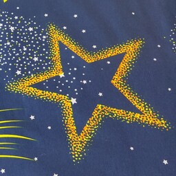پارچه ملحفه طرح ستاره (استار 4)رنگ سورمه ای فیلور  عرض 2.40 تمام پنبه 