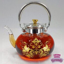 قوری پیرکس teapot دسته استیل 1200 میلی لیتر کد 0120  طرح دار(پس کرایه)