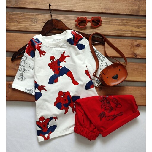تیشرت و شلوارک مرد عنکبوتی لباس پسرانه تیشرت پسرانه شلوارک پسرانه لباس خونگی بچگانه لباس راحت