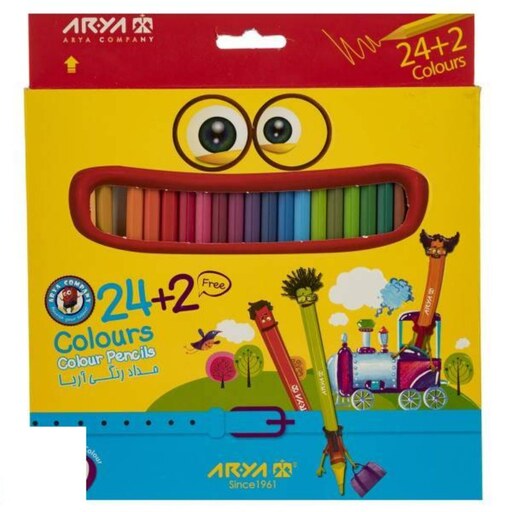 مداد رنگی 24 به علاوه 2 رنگ آریا (Arya) کد 3017 جعبه مقوایی