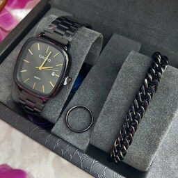 ساعت مچی مردانه کاسیو Casio مشکی همراه دستبند و حلقه رینگ