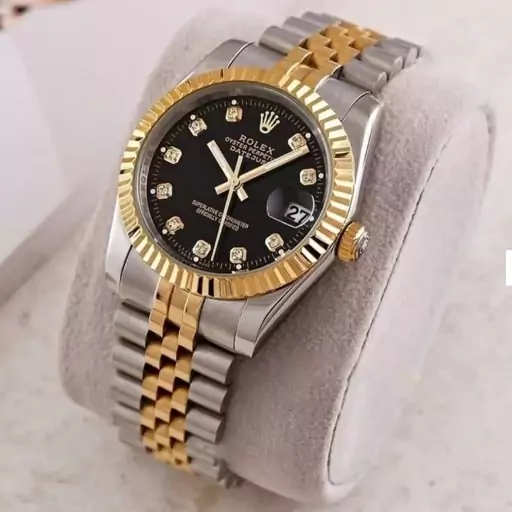 ساعت ست مردانه کامل رولکس rolex استیل همراه دستبند ، گردنبند و حلقه