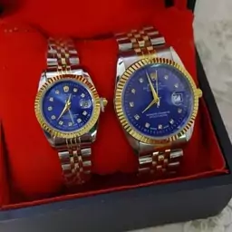 ساعت ست مردانه زنانه عقربه ای رولکس Rolex صفحه آبی عمده و تک