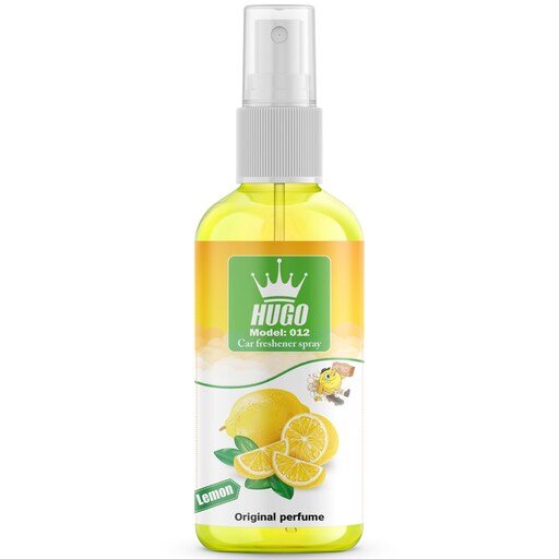 اسپری خوشبو کننده خودرو هوگو رایحه لیمو مدل B.012 حجم 50 میلی لیتر  Hugo car freshener spray lemon scent model B.012 vol