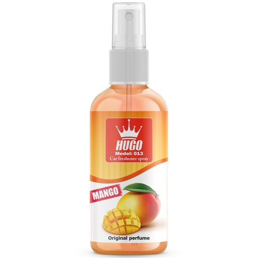 اسپری خوشبو کننده خودرو هوگو رایحه انبه مدل A.013 حجم 50 میلی لیتر  Hugo car freshener spray mango scent model A.013 vol