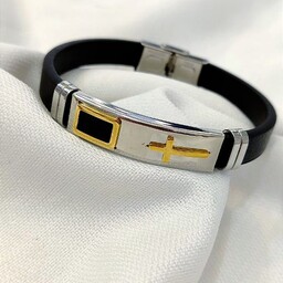 دستبندچرمی مردانه دستبند اسپرت طرح صلیب محصول شماره 34