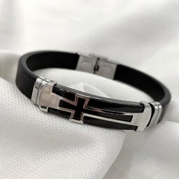 دستبندچرمی مردانه دستبند اسپرت طرح صلیب محصول شماره 38