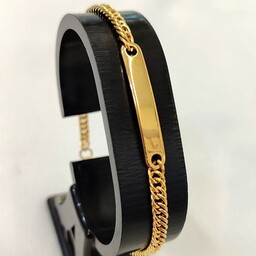 دستبند کارتیر استیل پلاک دار دستبنداسپرت رنگ طلایی....