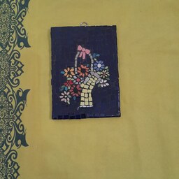 تابلو نقاشی موزاییک سبد گل شماره 2 دست ساز