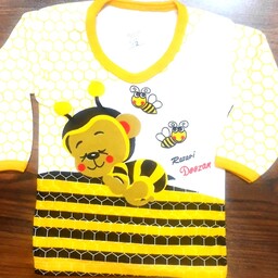 لباس نوزادی بلوز آستین بلند 1 تا 3 سرویس باز نوزادی طرح زنبوری .