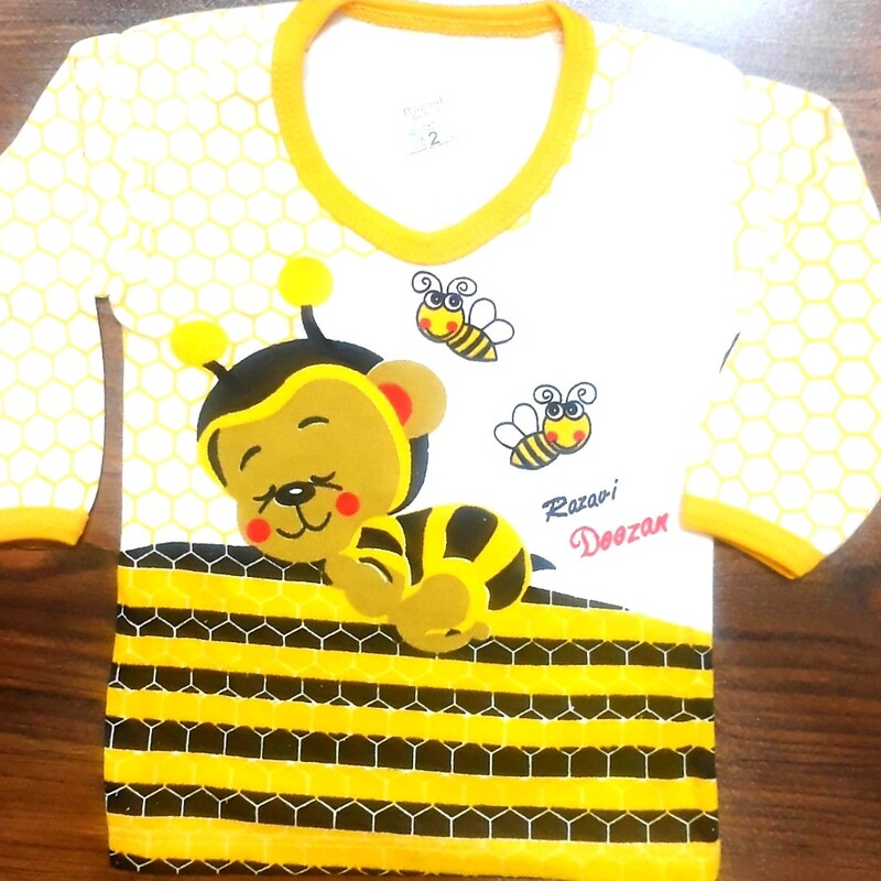 لباس نوزادی بلوز آستین بلند 1 تا 6 سرویس باز نوزادی طرح زنبوری .