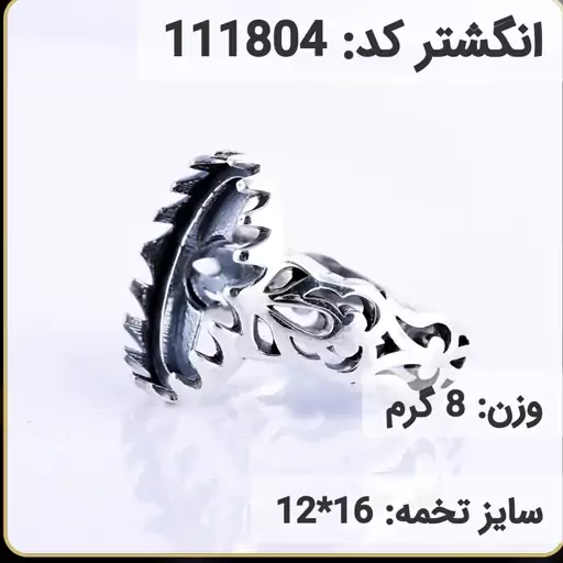  انگشتر نقره رکاب خالی مردانه اکسید سیاه قلم کد 111804