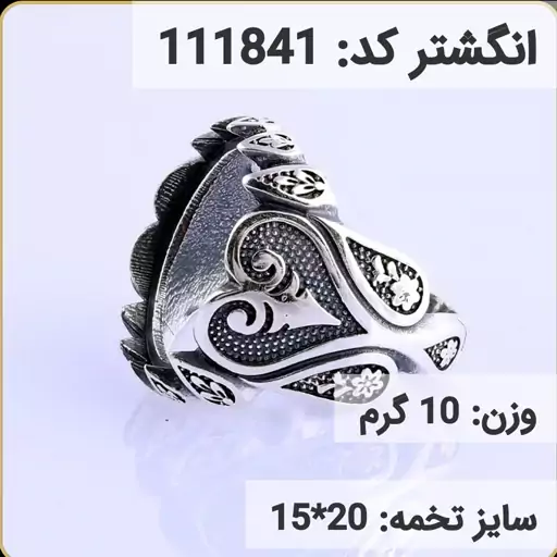  انگشتر نقره رکاب خالی مردانه اکسید سیاه قلم کد 111841