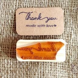 مهر دستساز ژلاتینی طرح تشکر انگلیسی با عشق ساختمش قلب دار برای ساخت تگ و بسته بندی محصول thank you ساخت گیفت مهر ژلاتینی