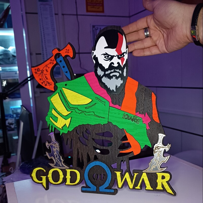 تابلو بلک لایت طرح GOD OF WAR