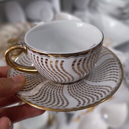 169 سرویس فنجان نعلبکی چایخوری طلایی چینی ست 12 پارچه (جهیزیه هدیه  کادوئی چای خوری)