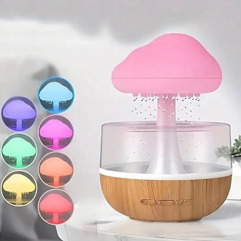 چراغ خواب رومیزی و آب نما فانتزی طرح قارچ باران زا مدل RGB 
