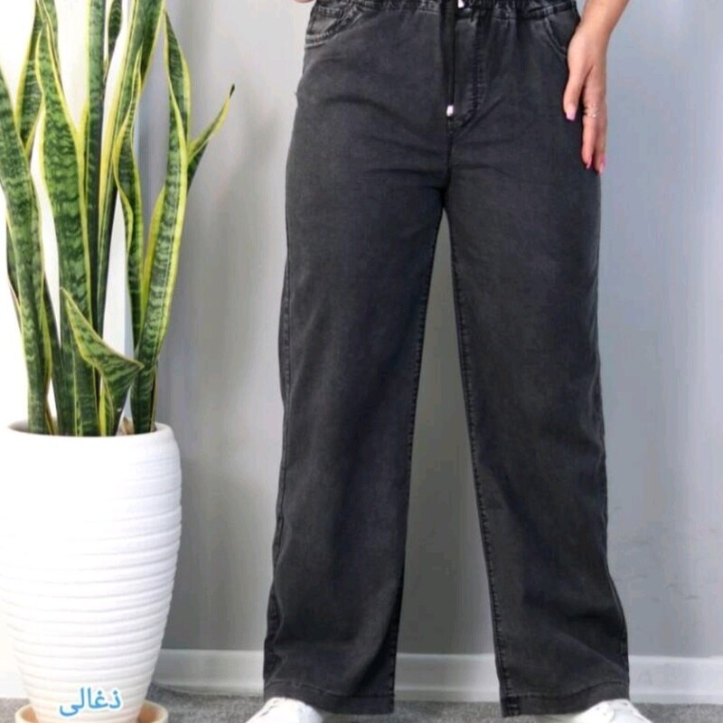 شلوار بگ  زنانه جین کاغذی یا نیل کمر کش خنک و راحت در رنگبندی زیبا سایز 40تا50