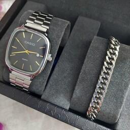 ساعت مچی مردانه کاسیو Casio نقره ای همراه دستبند