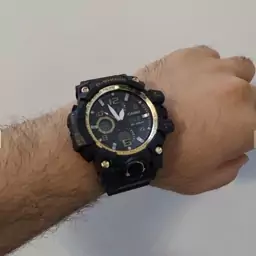 ساعت مچی مردانه جیشاک کاسیو Casio دوزمانه ژاپن دور طلایی