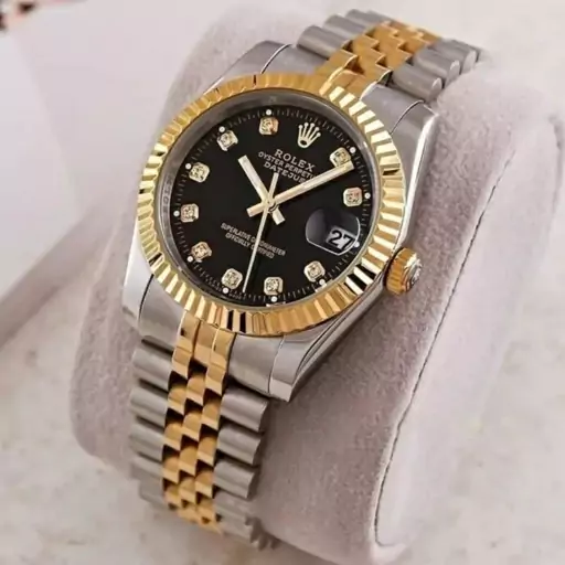 ساعت مچی ست مردانه کامل رولکس rolex استیل همراه دستبند ، گردنبند و حلقه