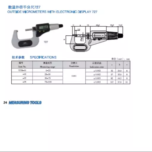 میکرومتر دیجیتال دقت 0.001             (75-100)      برند LINKS