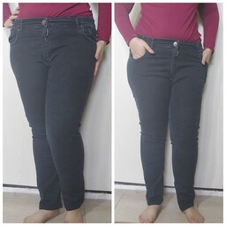 شلوار جین زنانه مشکی سایز بزرگ شلوار لی بیگ سایز 48،50