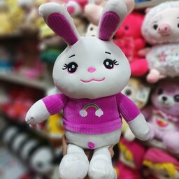 عروسک خرگوش لباس کبریتی رنگین کمانی نانو وارداتی
