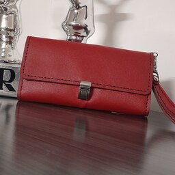 کیف پول زنانه چرم بزی رنگ قرمز