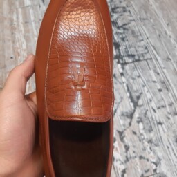 کفش چرم طبیعی گاوی دست دوز مردانه  عسلی از سایز 38 تا 47