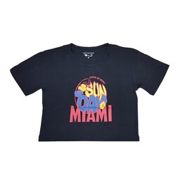 کراپ تی شرت آستین کوتاه زنانه مدل Miami رنگ مشکی