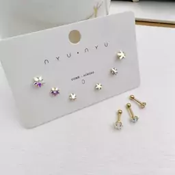 پیرسینگ گوش سنگ Swarovski کد 40 پک پیرسینگ 6 تایی سنگ Swarovski پک 6 تایی پیرسینگ طرح ستاره پیرسینگ ستاره 